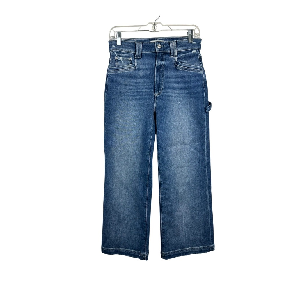 Paige Anessa Carpenter Jeans Women 27 Blue Excellent High Rise Wide Leg Utility
